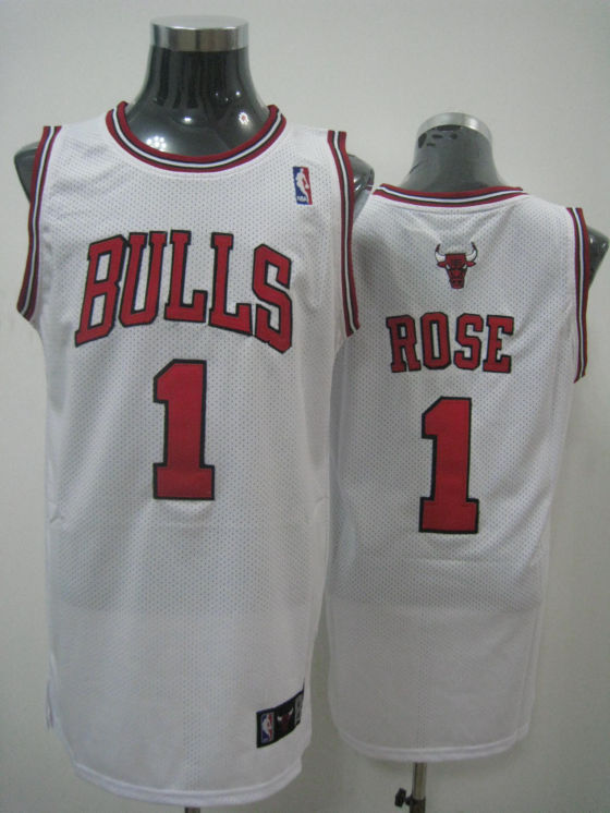 NBA Chicago Bulls 1 Derrick Rose Authentic White Jersey